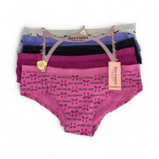 JUICY COUTURE 5 pack bikini Panties Large Black Gray Pink printed NWT