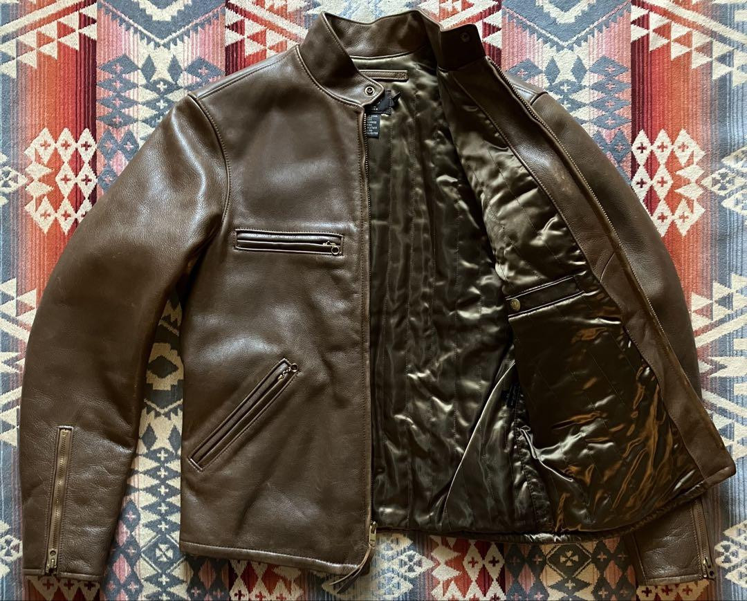 Ralph Lauren RRL/ダブルアールエル.ジャケット.ストラップ XS RRL DOUBLE RL Leather Jacket Xs Polo Ralph Lauren Men's #EB