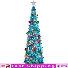 5ft Pop Up Christmas Tree W/ 3D Star Topper & 30 Ornaments 8 Modes Lights New