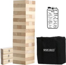 Giant Wooden Tower Stacking Game Stacks to 4FT - 54 Pine Blocks  Bag