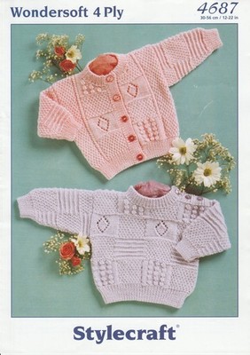 Baby Strickjacke & Pullover Strickmuster 30 bis 56 cm 4-fädig Wondersoft 4687