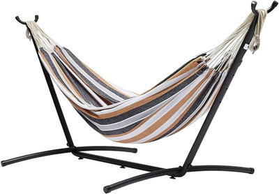 Double Portable Hammock with Space Saving Steel Stand and Carrying Case, 2 Perso