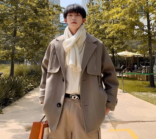 Men's Winter Lapel Long sleeve Loose Warm Zipper Fashion Wool Coats Overcoats - Bild 7 von 21