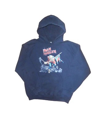 SWEAT A CAPUCHE NOIR "IRON MAIDEN"GILDAN HEAVY BLEND VINTAGE TAILLE M - Photo 1/4