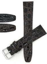 Bandini Watch Band, Leather Strap, Crocodile Pattern, 8mm - 20mm Extra Long Also