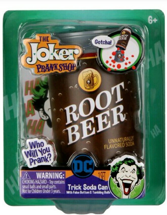 NEW The Joker Prank Shop Trick Root Beer Can Toy Batman DC comics