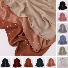 Women Chiffon Scarves Long Scarf Rhinestones Headscarf Turban Shawls Head Wraps