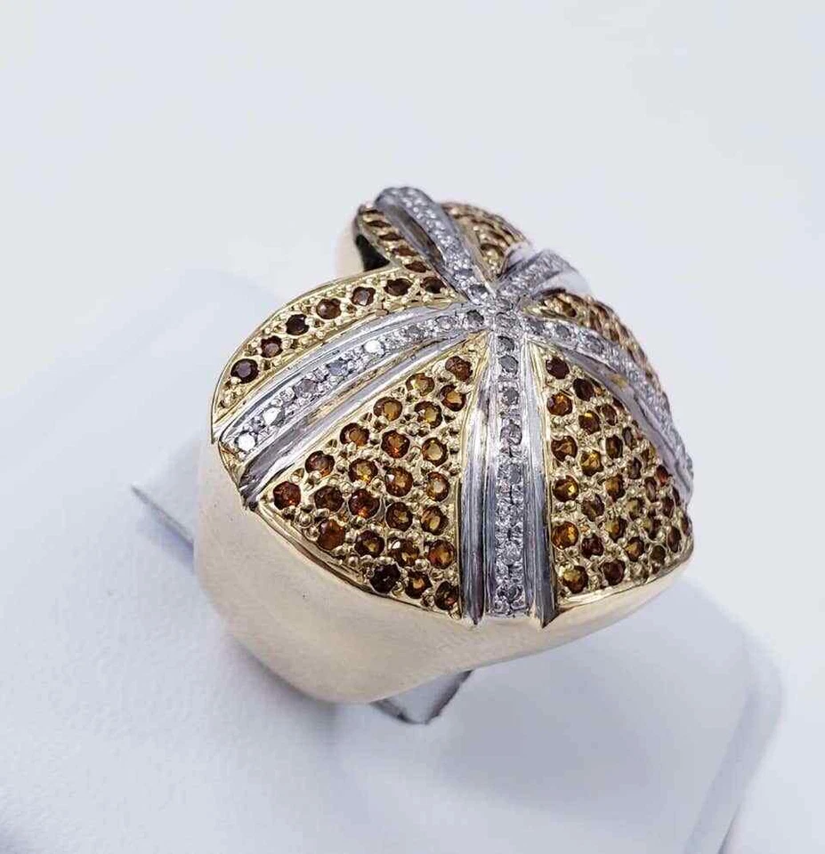 Anel aglomerado de coração vintage 2,56 quilates safira marrom e zircônia cúbica branca - Imagem 3 de 4