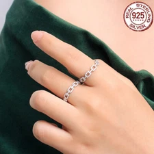 Minimalist Jewelry Cubic Zircon Ring Hollow S925 Sterling Silver CZ Cuban Ring