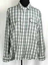 Simms M's Big Sky Fishing Shirt Poly/Nylon Gray Plaid Western Style Snap-Up XXL