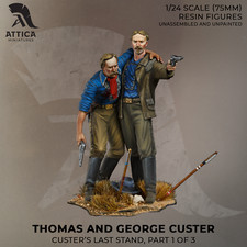 Thomas and George Custer Kit Unassembled UNPAINTED Resin 1:24 75mm
