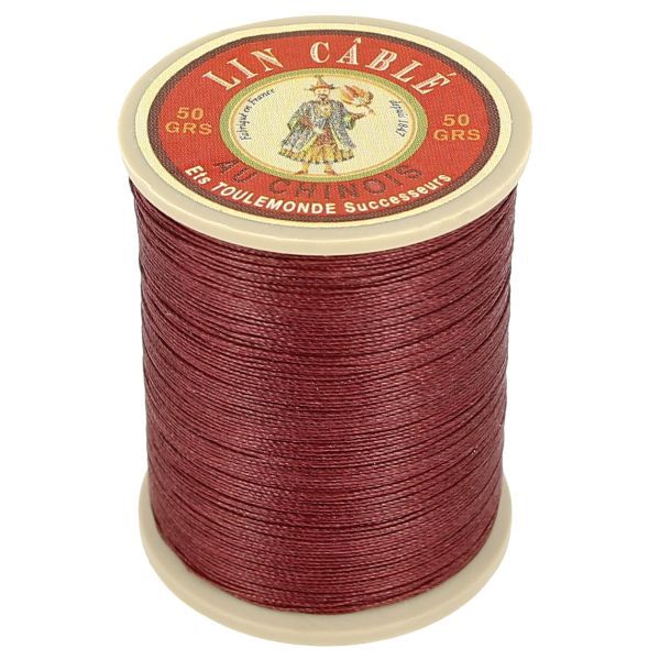 Fil de lin glacé Au Chinois coloris brique n°425 pour maroquinerie