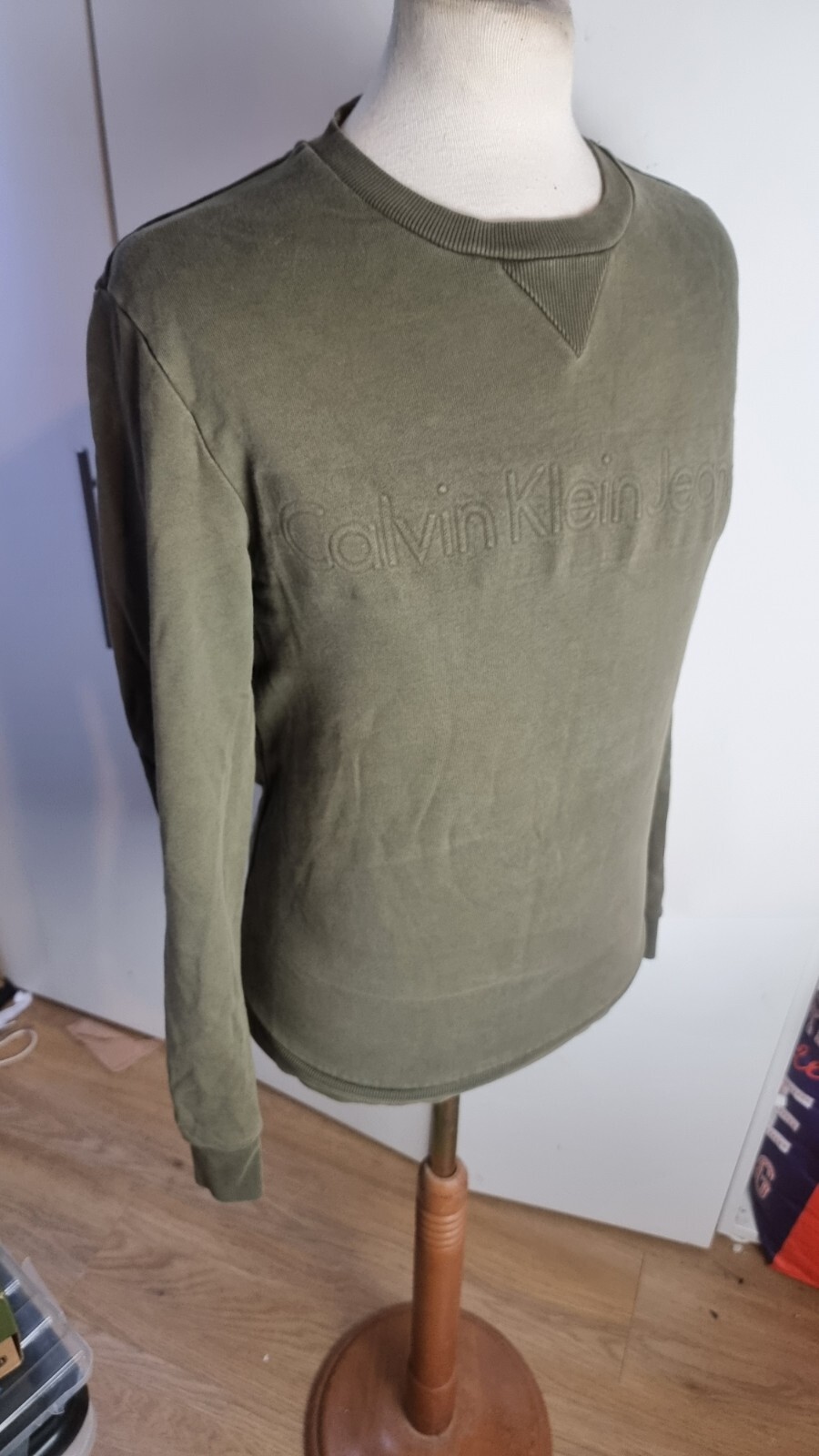 Calvin Klein Jeans Mens 100% Cotton Kharki Sweatshirt / Jumper UK Small image 8