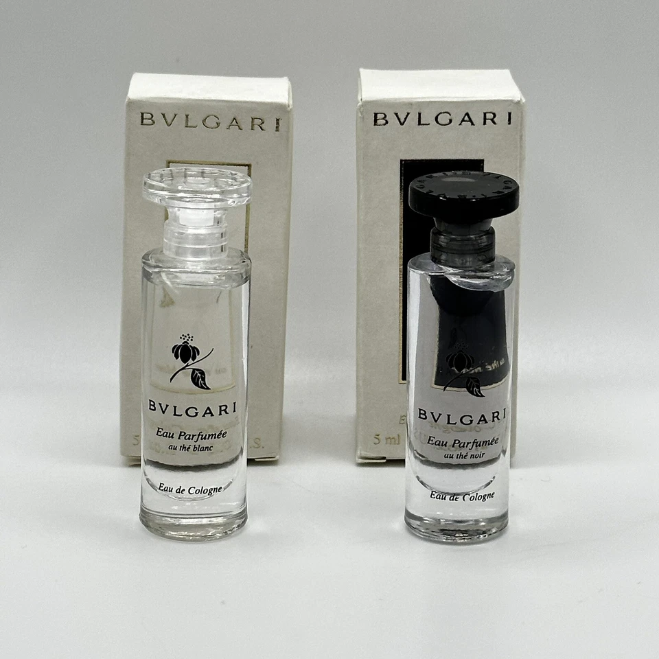 Bvlgari Au The Blanc and Au The Noir Mini Paquete EDC Perfume Splash .17oz Nuevo Foto 3 de 4
