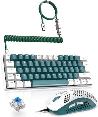 Green  Mechanical RGB Backlit Keyboard&6400DPI Mouse&Custom Keyboard Cable