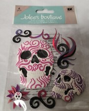 Rare HTF Jolee's Tattoo Skulls Halloween 3D Dimensional Stickers 6 Pcs. NIP