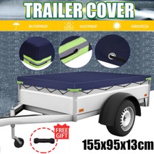 Dark Blue Trailer Cover with Bungee Cord 5'x3' - Heavy Duty Waterproof Tie Down