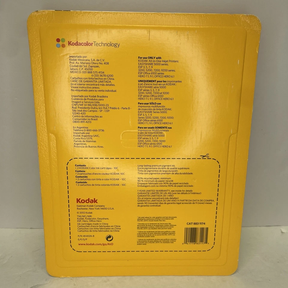 Paquete de 2 tintas tricolor Kodak genuinas 10C OEM - Paquete doble Kodacolor - Nuevo Foto 2 de 4