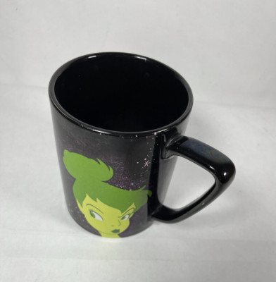 Disney Tinkerbell 20 oz Black Coffee Mug Flared Handle Moods Of Tink Pixie Dust