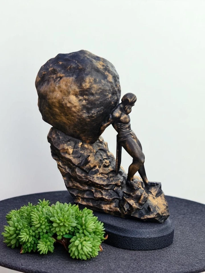 Sisyphus Statue – 3D Printed Mythology Sculpture with Hand-Painted Bronze Finish - Image 2 of 4