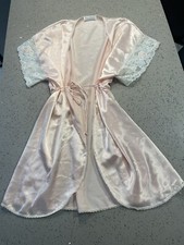 Vintage Val Mode Satin Light Salmon Nightgown With Lace Trim Sz Small