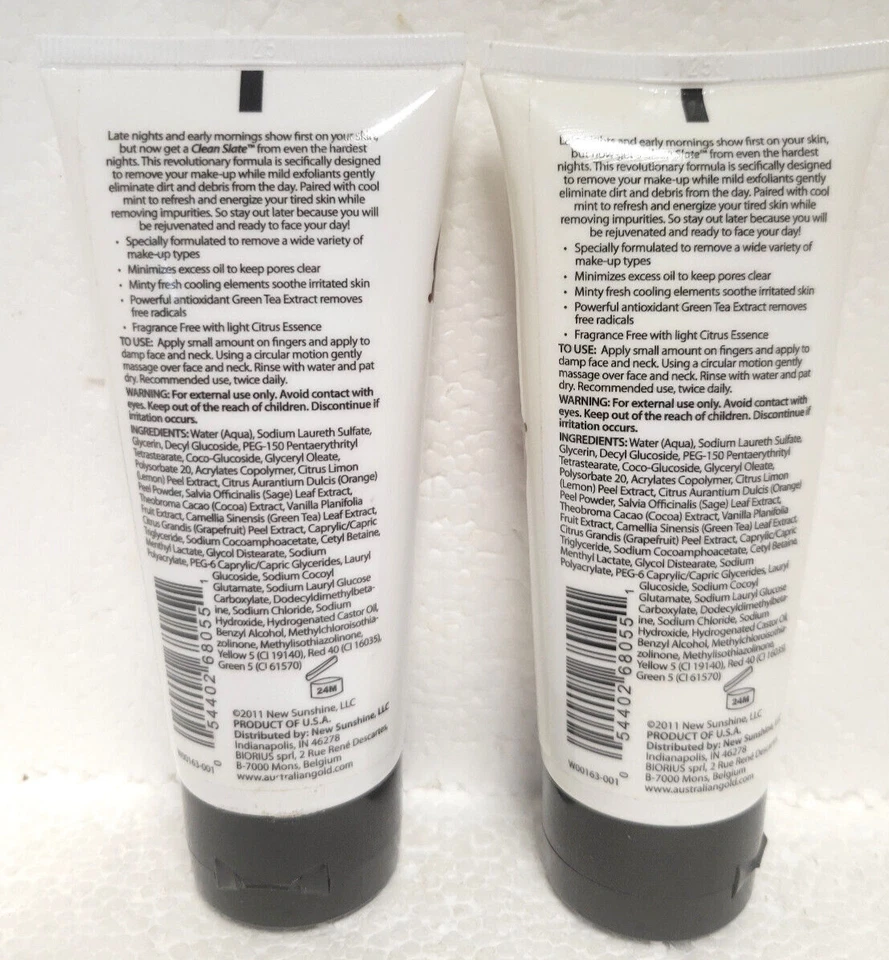 2x Jwoww Clean Pizarra Limpiador Facial Lavado Facial con Exfoliantes Oro Australiano Foto 2 de 2