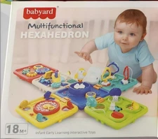 Baby Activity Cubes, 6 in 1 Multifunction Sensory Toy for Toddlers with Lighting