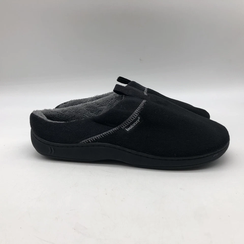 Zapatos sin cordones Isotoner de piel microterry para hombre, negros, talla 8-9 Foto 2 de 4