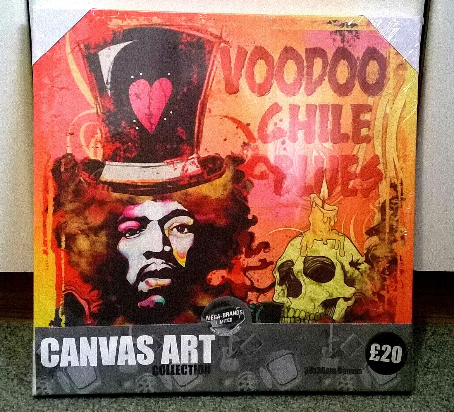 JIMI HENDRIX - VOODOO CHILE BLUES - CANVAS ART (PICTURE) - 38 BY 38 cm - NEW