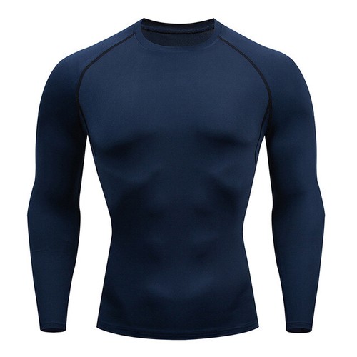 Herren Langarm Kompressionsshirts Training schnelltrocknend Basisschicht Tops T-Shirt - Bild 3 von 20