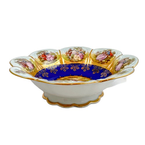 Large Josef Kuba vintage fluted bowl, Fragonard courting couples, Karslbad - Picture 4 of 17