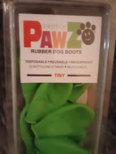 NEW Green Rubber Dog Boots, Tiny 12-Pack, Reusable Waterproof by PawZ