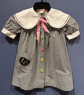 Girls Size 5 Dress, 1960 s Vintage Private Party, Artist, Button Front Gingham 