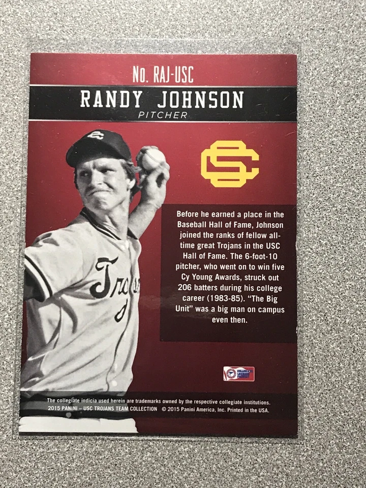 2015 Panini Collegiate USC Honors Silver Randy Johnson /99 - Flat S/H - Image 2 of 3