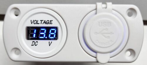 DUAL USB 4.2A CHARGER WITH VOLTAGE METER IN WHITE FLUSH MOUNT 4X4 CAR MARINE AU - Picture 2 of 7