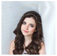 Gold Metal Queen Goddess Angel Halo Crown Headband Tiara Hair Hoops Costume