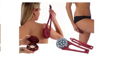 Eincremehilfe Hydas Handgriff Reise Rückencremer Massage weiß bordeaux + SET-Akt