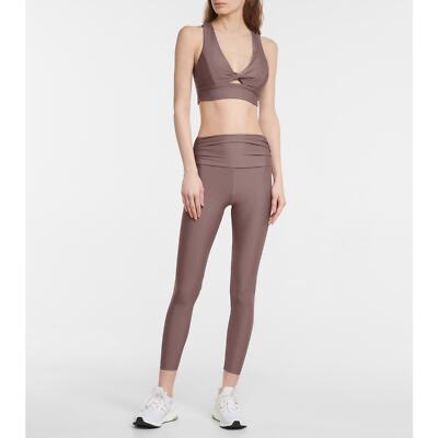 Lanston Sport Parker High Rise Ruched Taupe Yoga Leggings Size L