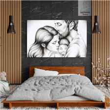 Quadro moderno Sacra Famiglia D Capezzale Arredamento Casa Arte Stampa su tela