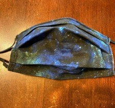 Galaxy Blue-Green. Stars Design. Mask. Pleats. Reuse. Cotton