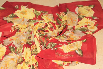 Foulard En Soie 100% - Châle Rouge - Marque Char Lotte - Occasion - Accessoire élégant Femme