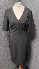 L.K. Bennett Short Sleeve Crepe Dress Black UK 8 Ln053 ii 16