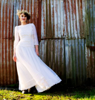 drop waist tea length wedding dress Drop-Waist Corset Dress