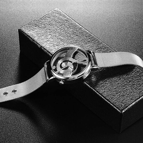 Unique Watch Musical Note Hollow Stainless Steel Mesh Strap Quartz Unisex Fas... - Picture 3 of 6