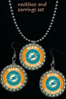 Miami Dolphins Football earrings & necklace set great gift Fast Shipping