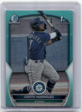 EDRYN RODRIGUEZ 2023 Bowman Chrome AQUA REFRACTOR PROSPECT RC 119/125 Mariners
