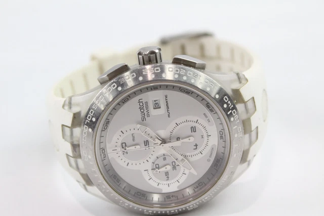 28 Swatch Irony Right Track White Chronograph Watch Automatic Working