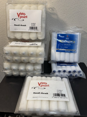 66 LOT Sherwin Williams 6.5  Woven - Vista Paint 1/4'' & 3/4 Nap Mini Rollers