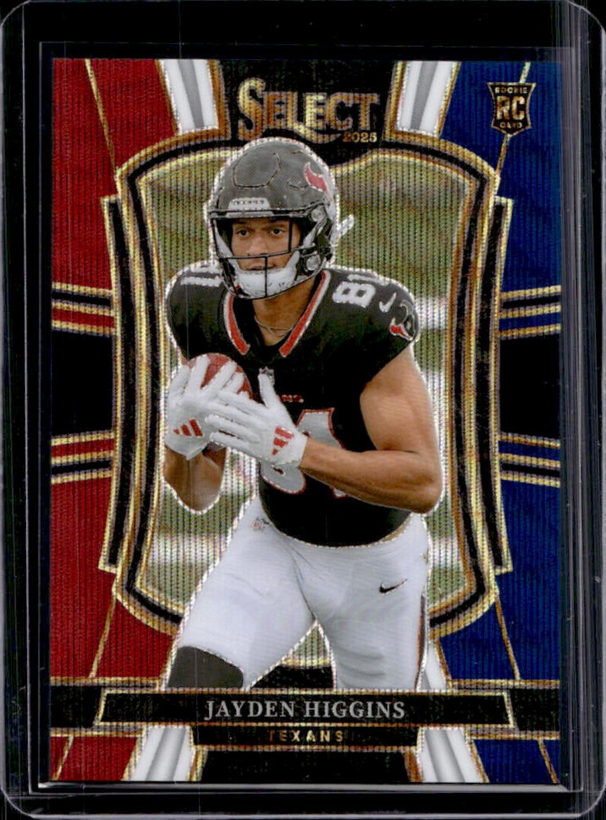 2025 Panini Select Jayden Higgins Premier Level RC Tri-Color Prizm #/299 Texans
