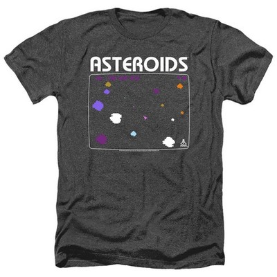 Atari Asteroids Screen Licensed Adult Unisex T-Shirt Heather Tee SM-3X